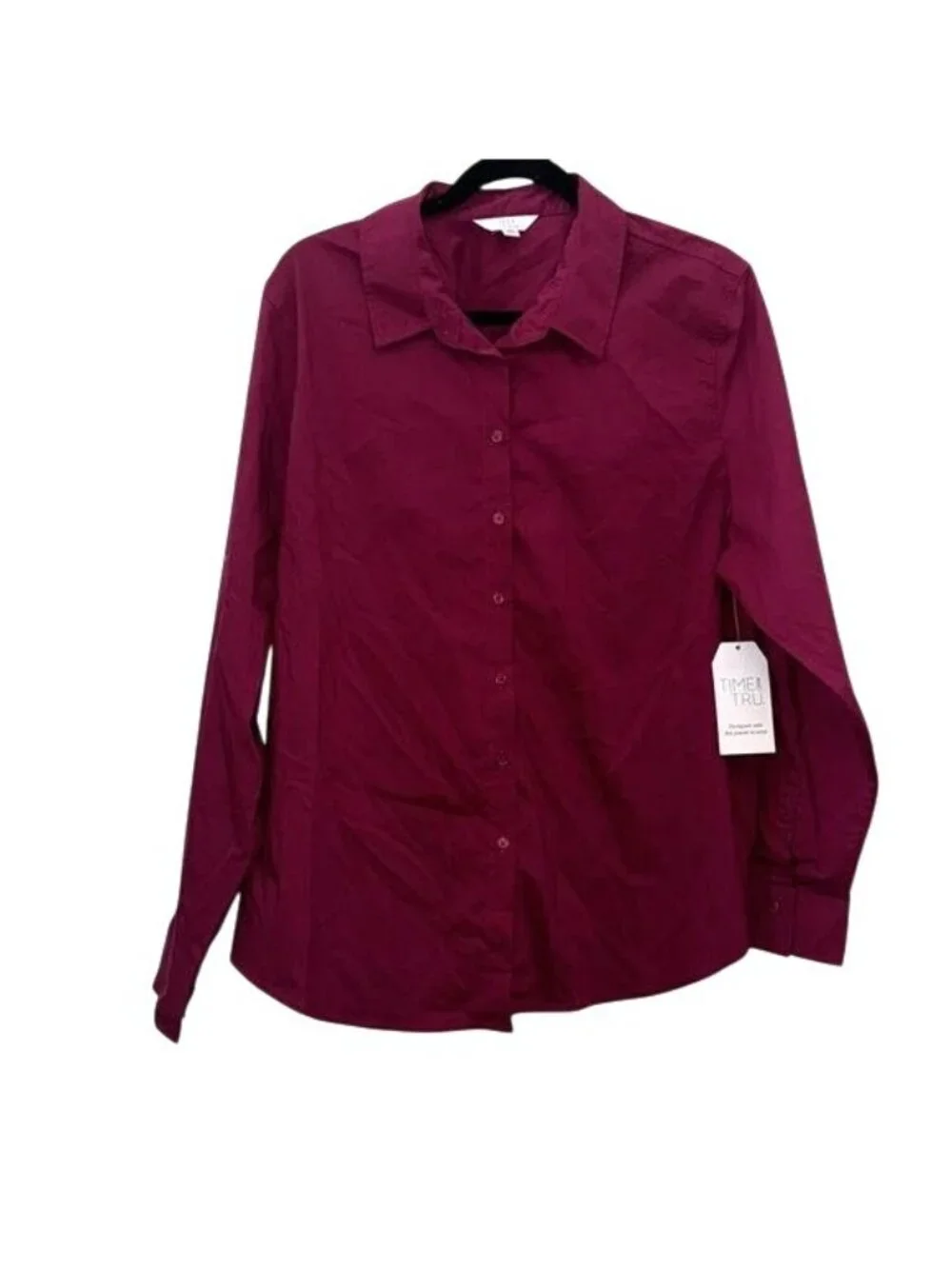Time & Tru Womens Button Front Shirt XXL 20 Purple Long Sleeve Collared - Picture 2 of 8